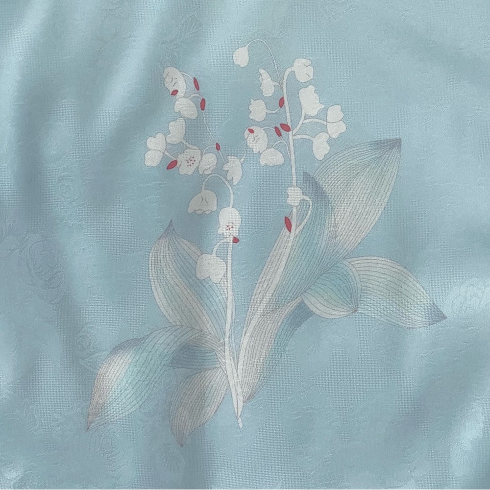Lilly of the Vally Floral Short Sleeve Midi Blue Cheongsam Qipao Chinese Size S - Picture 5 of 10